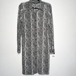 Norma Kamali Snake Print Long Sleeve Jersey Shirt Dress Large